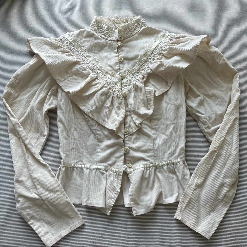 Elegant Cream Ruffled Blouse